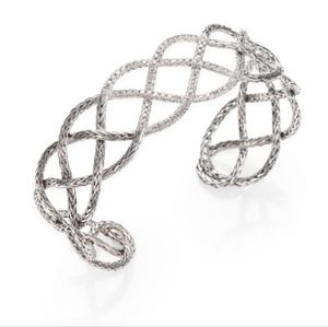 John Hardy Classic Chain Sterling Silver Pave Diamond cuff bracelet